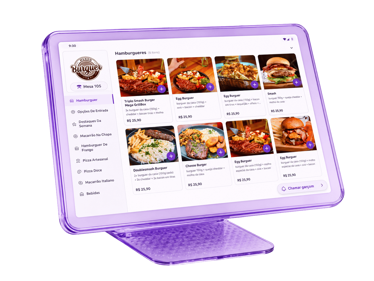 Tablet de mesa com cardápio digital Cooki